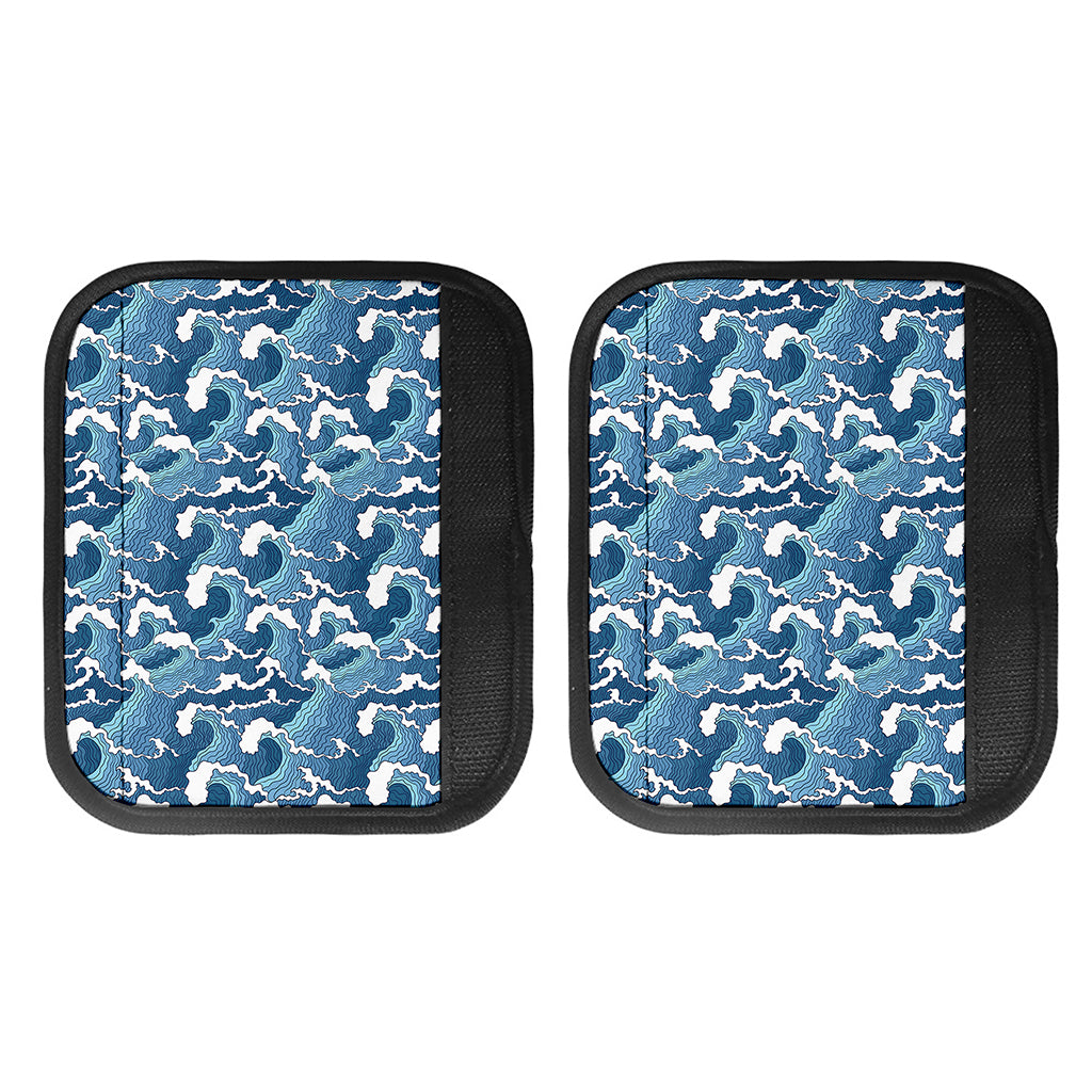 Blue Japanese Wave Pattern Print Handle Covers