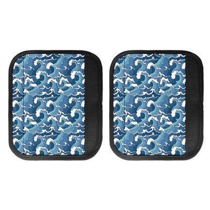 Blue Japanese Wave Pattern Print Handle Covers