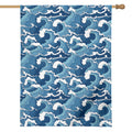 Blue Japanese Wave Pattern Print House Flag