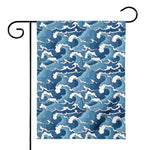 Blue Japanese Wave Pattern Print House Flag