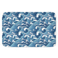 Blue Japanese Wave Pattern Print Indoor Door Mat