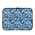 Blue Japanese Wave Pattern Print Laptop Sleeve