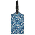 Blue Japanese Wave Pattern Print Luggage Tag