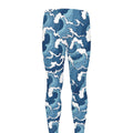 Blue Japanese Wave Pattern Print Men's Leggings