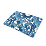 Blue Japanese Wave Pattern Print Pet Cooling Mat Cover