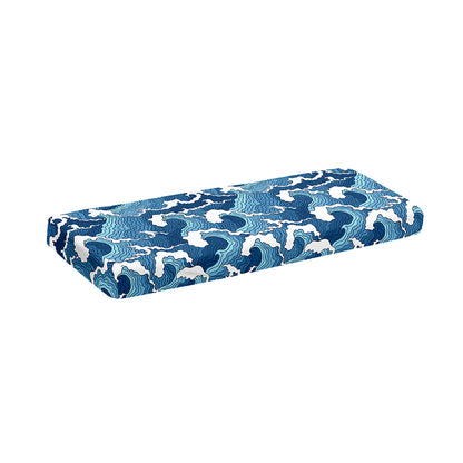 Blue Japanese Wave Pattern Print Piano Keyboard Cover