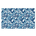 Blue Japanese Wave Pattern Print Polyester Doormat