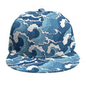 Blue Japanese Wave Pattern Print Snapback Cap