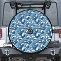 Blue Japanese Wave Pattern Print Tire Cover With Camera Hole