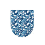 Blue Japanese Wave Pattern Print Toilet Lid Cover