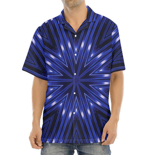 Blue Kaleidoscope Print Aloha Shirt