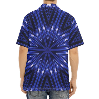Blue Kaleidoscope Print Aloha Shirt