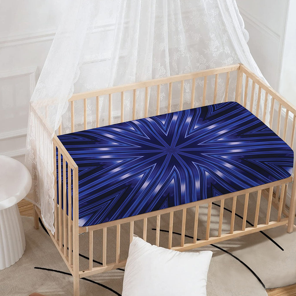 Blue Kaleidoscope Print Baby Crib Sheet