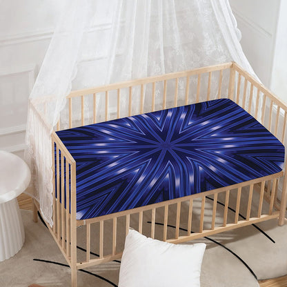 Blue Kaleidoscope Print Baby Crib Sheet