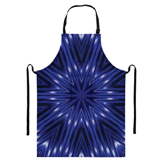 Blue Kaleidoscope Print Bib Apron With Pocket