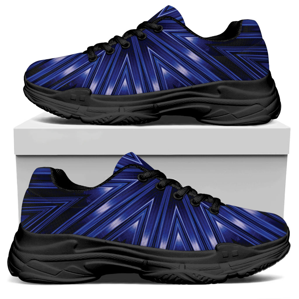 Blue Kaleidoscope Print Black Chunky Shoes