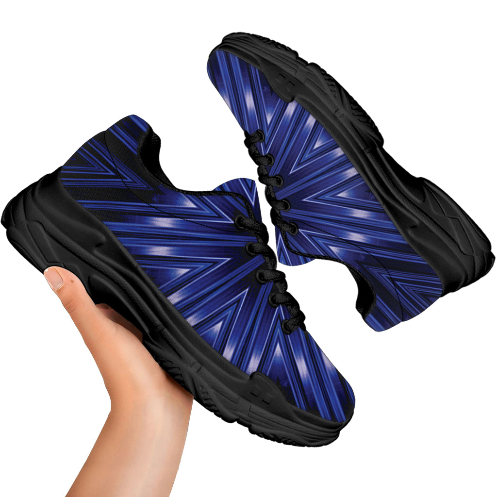 Blue Kaleidoscope Print Black Chunky Shoes