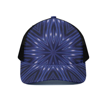 Blue Kaleidoscope Print Black Mesh Trucker Cap