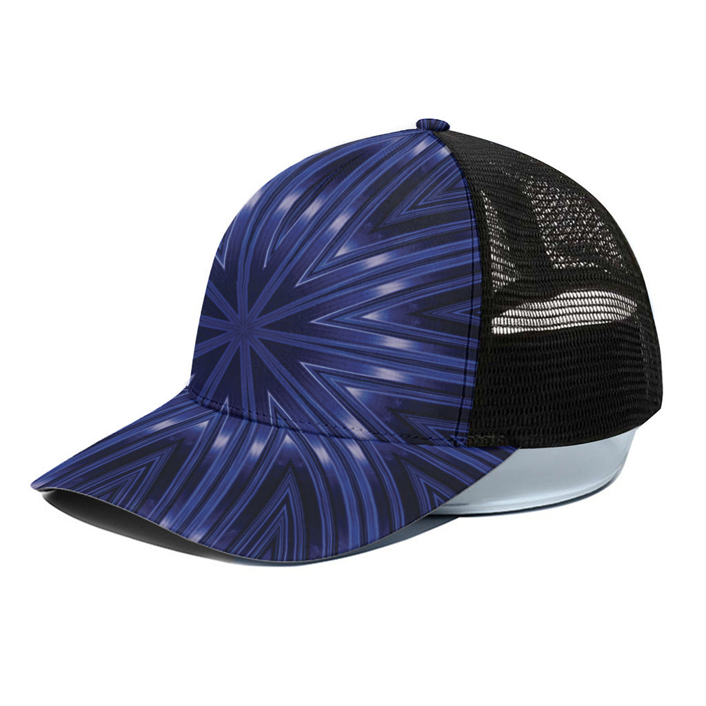 Blue Kaleidoscope Print Black Mesh Trucker Cap