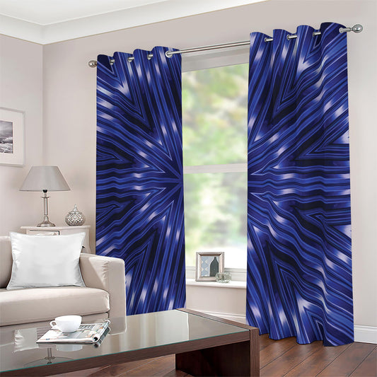 Blue Kaleidoscope Print Blackout Grommet Curtains