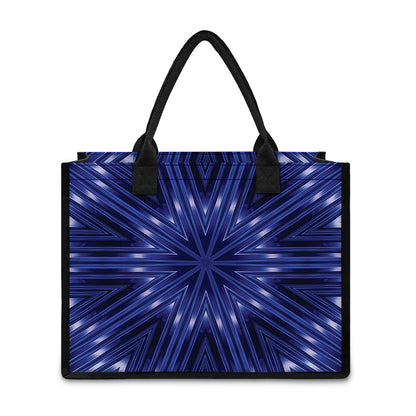 Blue Kaleidoscope Print Canvas Tote Bag