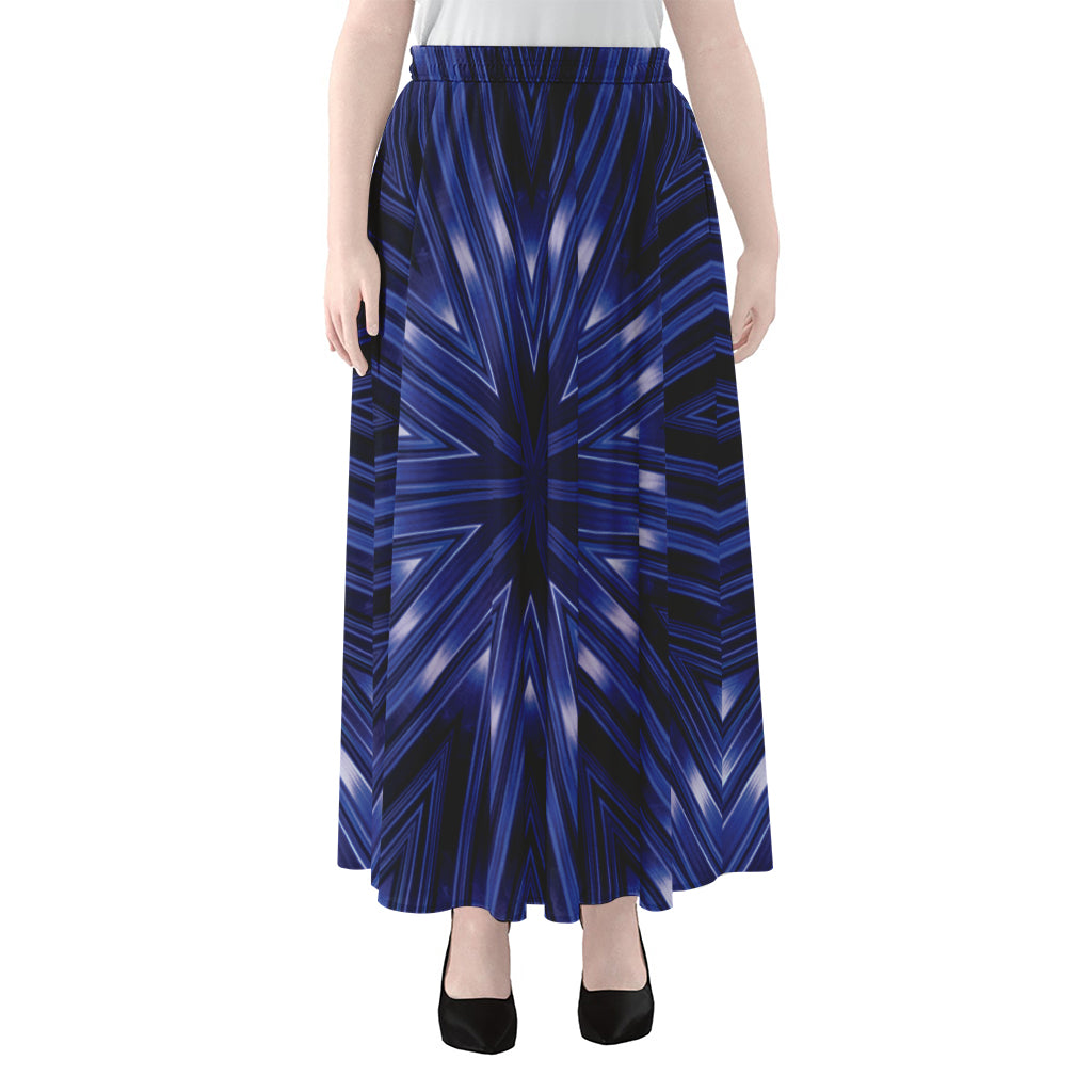 Blue Kaleidoscope Print Chiffon Maxi Skirt