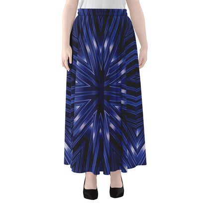 Blue Kaleidoscope Print Chiffon Maxi Skirt