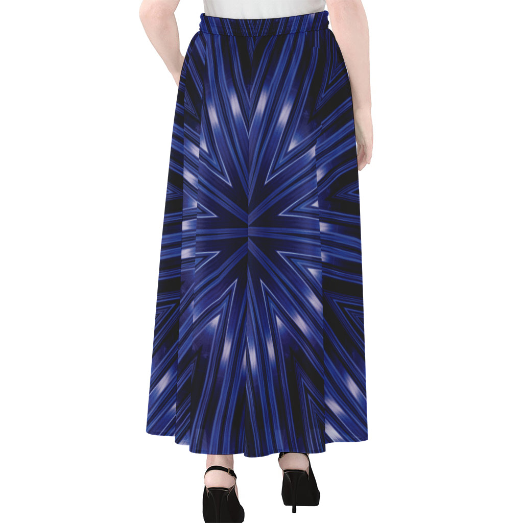 Blue Kaleidoscope Print Chiffon Maxi Skirt