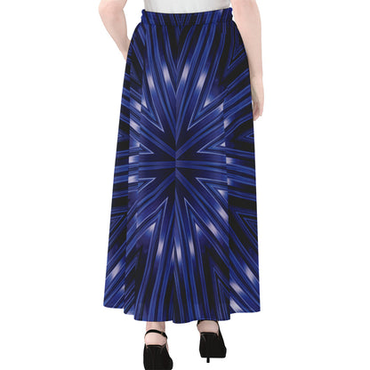 Blue Kaleidoscope Print Chiffon Maxi Skirt