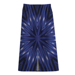 Blue Kaleidoscope Print Cotton Front Slit Maxi Skirt