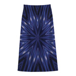 Blue Kaleidoscope Print Cotton Front Slit Maxi Skirt