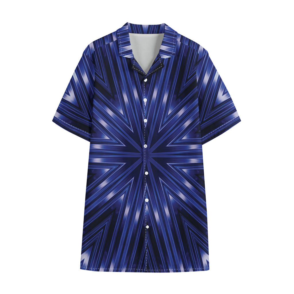 Blue Kaleidoscope Print Cotton Hawaiian Shirt