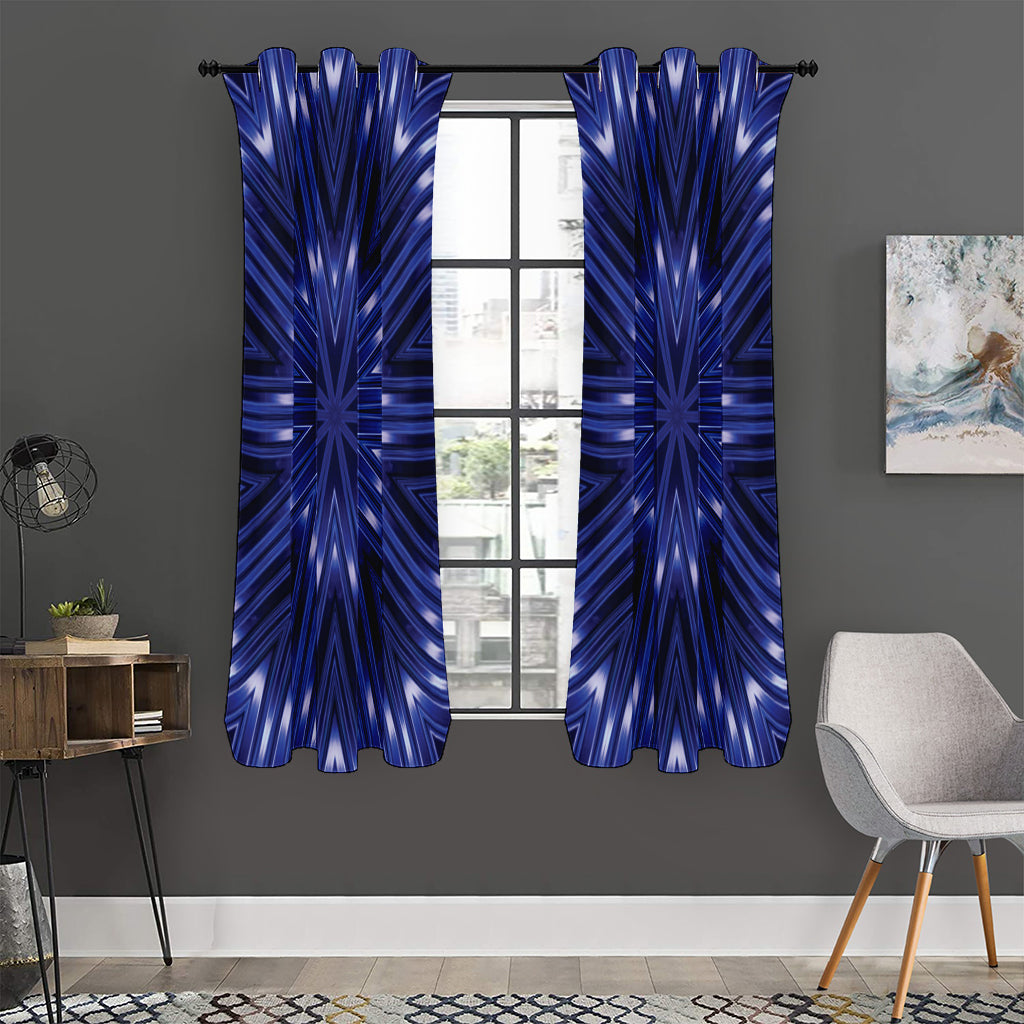 Blue Kaleidoscope Print Curtain
