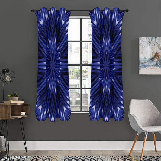 Blue Kaleidoscope Print Curtain