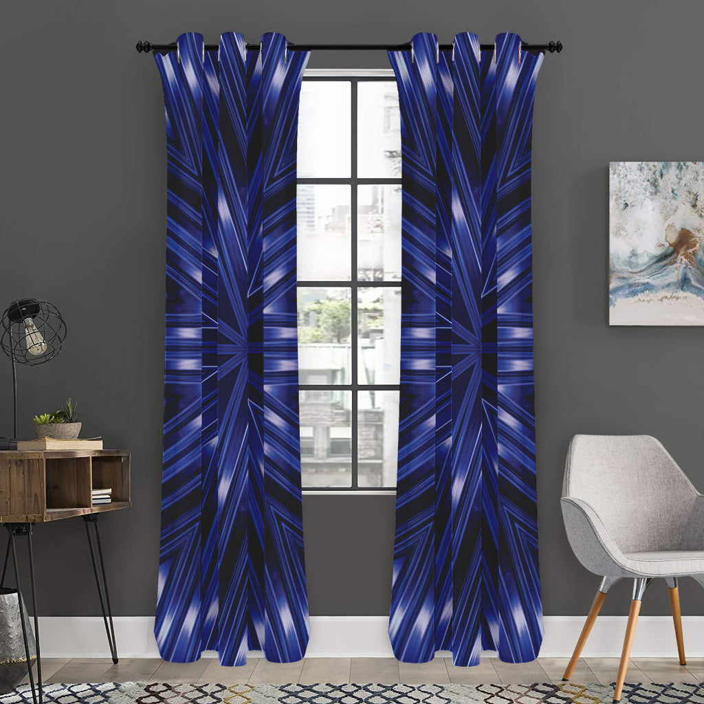 Blue Kaleidoscope Print Curtain