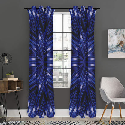 Blue Kaleidoscope Print Curtain