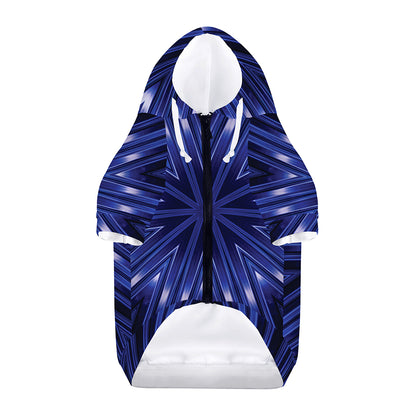 Blue Kaleidoscope Print Dog Zip Up Hoodie