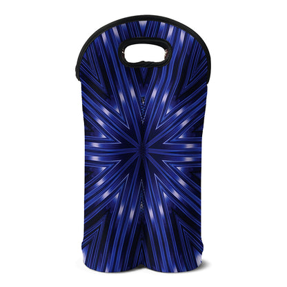 Blue Kaleidoscope Print Double Neoprene Wine Tote