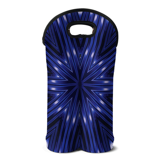 Blue Kaleidoscope Print Double Neoprene Wine Tote