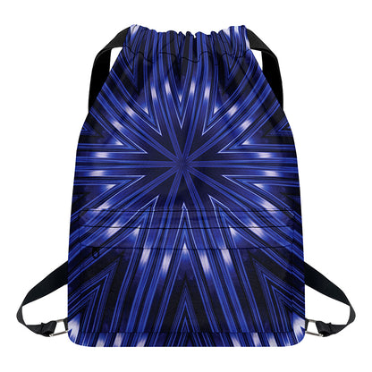 Blue Kaleidoscope Print Drawstring Backpack