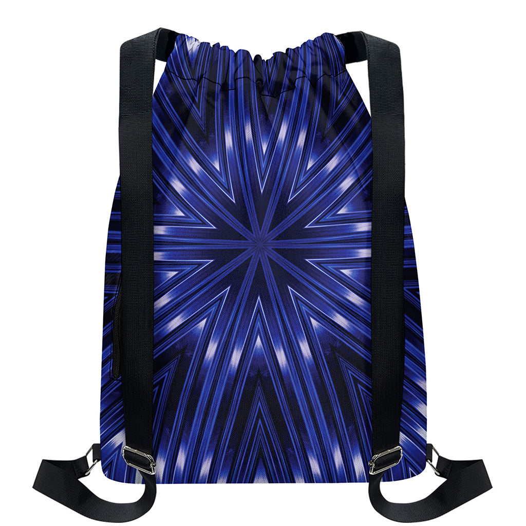 Blue Kaleidoscope Print Drawstring Backpack