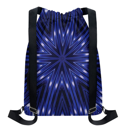 Blue Kaleidoscope Print Drawstring Backpack