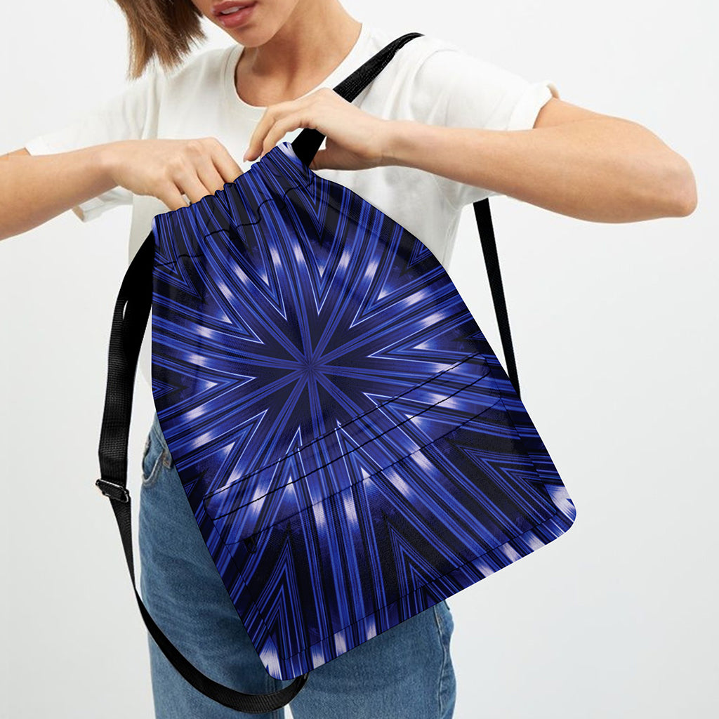 Blue Kaleidoscope Print Drawstring Backpack