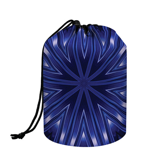 Blue Kaleidoscope Print Drawstring Makeup Bag