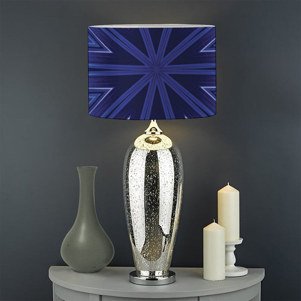 Blue Kaleidoscope Print Drum Lamp Shade
