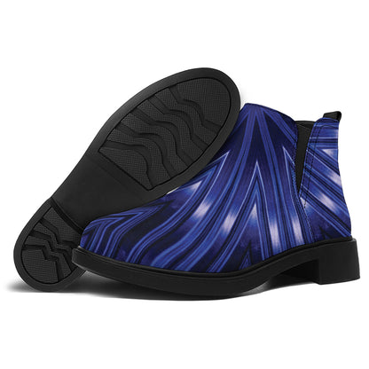 Blue Kaleidoscope Print Flat Ankle Boots