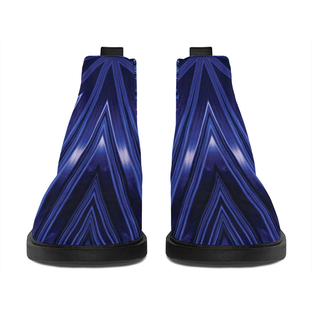 Blue Kaleidoscope Print Flat Ankle Boots
