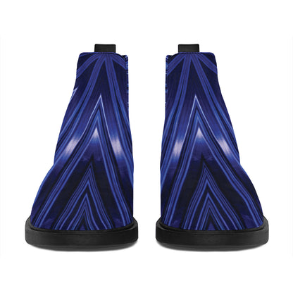 Blue Kaleidoscope Print Flat Ankle Boots