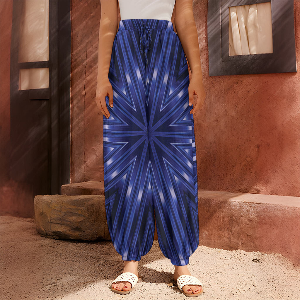 Blue Kaleidoscope Print Harem Pants