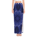 Blue Kaleidoscope Print High Slit Maxi Skirt